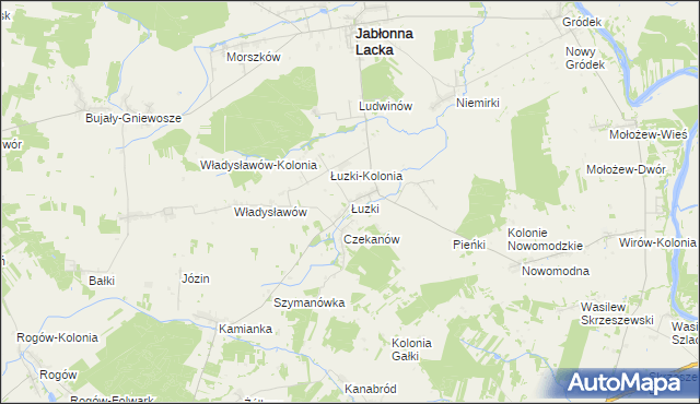 mapa Łuzki gmina Jabłonna Lacka, Łuzki gmina Jabłonna Lacka na mapie Targeo