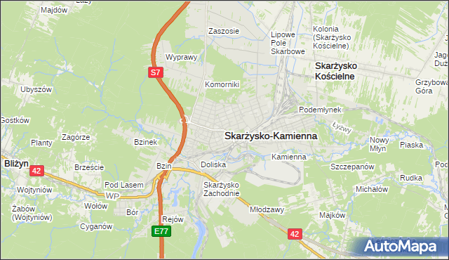 mapa Skarżysko-Kamienna, Skarżysko-Kamienna na mapie Targeo