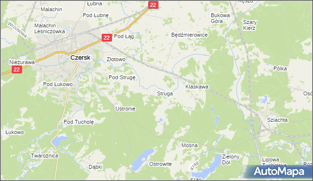 mapa Struga gmina Czersk, Struga gmina Czersk na mapie Targeo