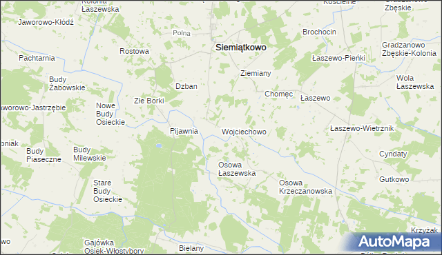 mapa Wojciechowo gmina Siemiątkowo, Wojciechowo gmina Siemiątkowo na mapie Targeo