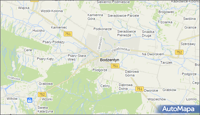mapa Bodzentyn, Bodzentyn na mapie Targeo