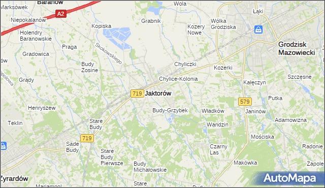 mapa Chylice gmina Jaktorów, Chylice gmina Jaktorów na mapie Targeo