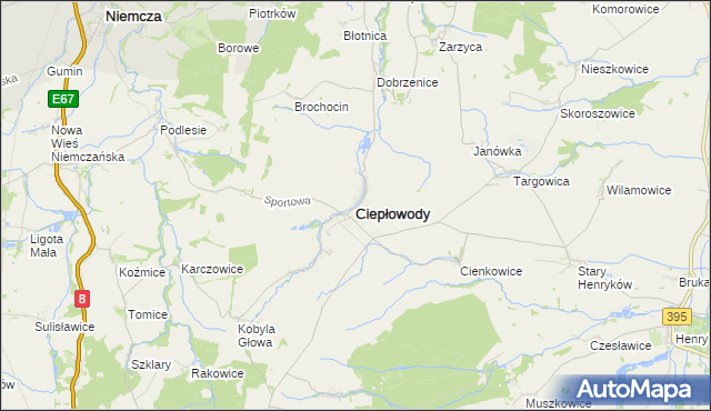 mapa Ciepłowody, Ciepłowody na mapie Targeo