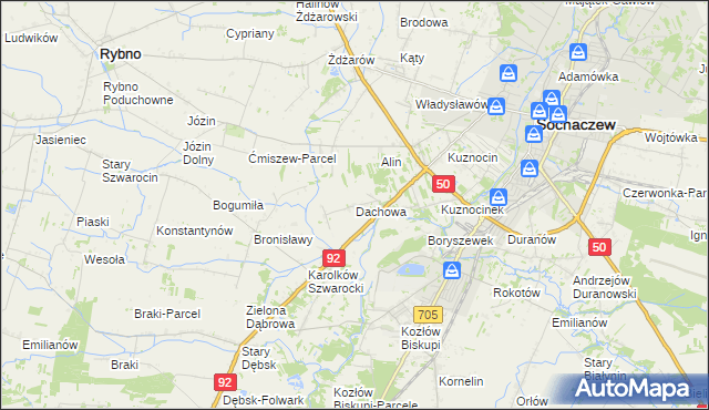 mapa Dachowa gmina Sochaczew, Dachowa gmina Sochaczew na mapie Targeo