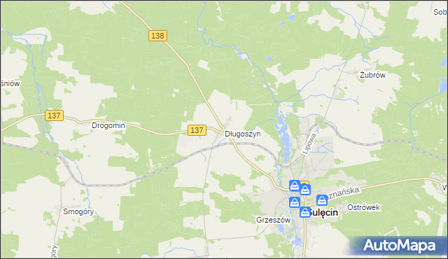 mapa Długoszyn, Długoszyn na mapie Targeo