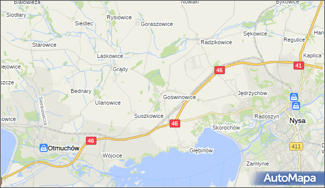 mapa Goświnowice, Goświnowice na mapie Targeo
