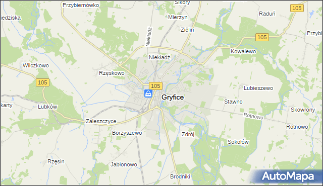 mapa Gryfice, Gryfice na mapie Targeo