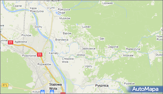 mapa Jastkowice, Jastkowice na mapie Targeo