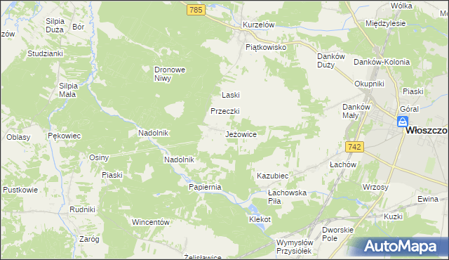 mapa Jeżowice, Jeżowice na mapie Targeo