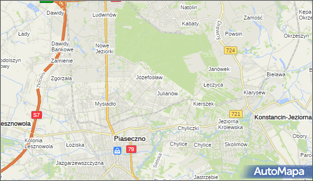 mapa Julianów gmina Piaseczno, Julianów gmina Piaseczno na mapie Targeo