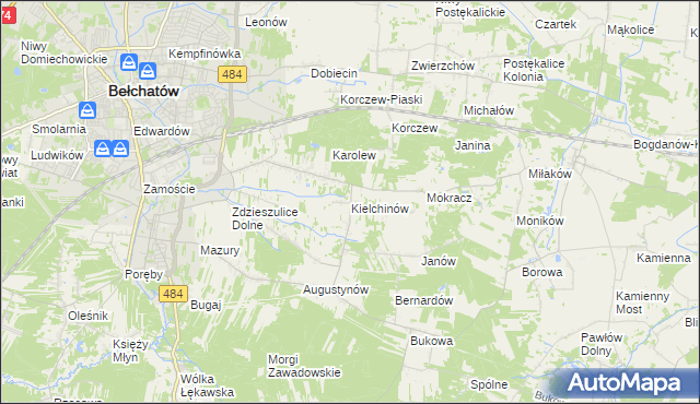 mapa Kielchinów, Kielchinów na mapie Targeo