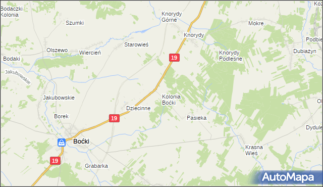 mapa Kolonia Boćki, Kolonia Boćki na mapie Targeo