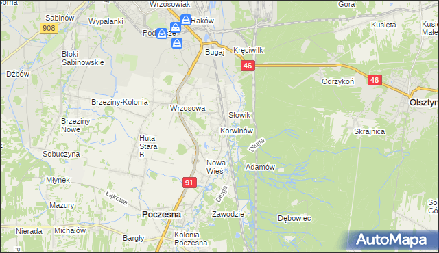 mapa Korwinów, Korwinów na mapie Targeo