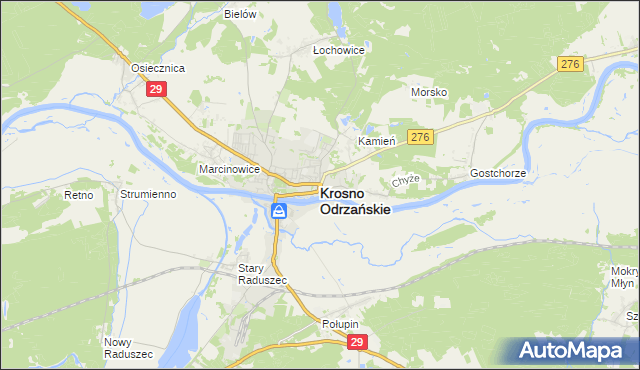 mapa Krosno Odrzańskie, Krosno Odrzańskie na mapie Targeo