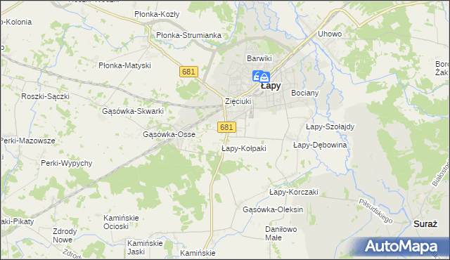 mapa Łapy-Łynki, Łapy-Łynki na mapie Targeo