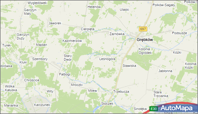 mapa Leśnogóra, Leśnogóra na mapie Targeo