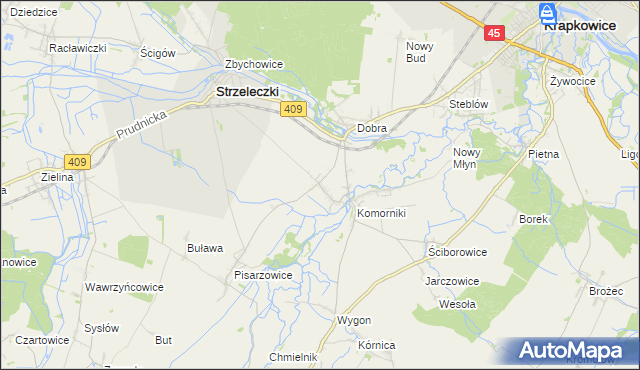 mapa Łowkowice gmina Strzeleczki, Łowkowice gmina Strzeleczki na mapie Targeo