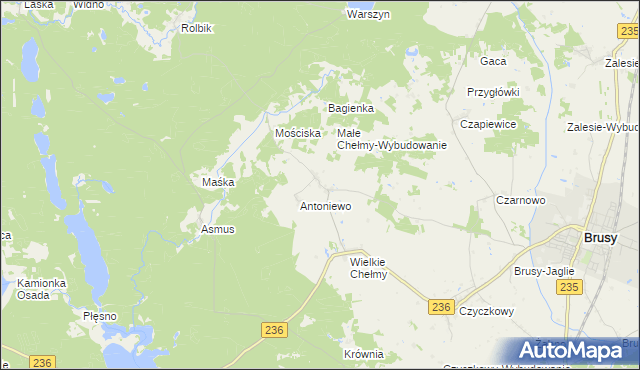 mapa Małe Chełmy, Małe Chełmy na mapie Targeo