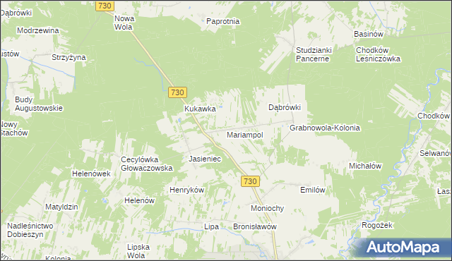 mapa Mariampol gmina Głowaczów, Mariampol gmina Głowaczów na mapie Targeo