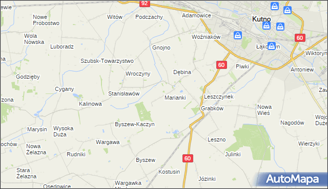 mapa Marianki gmina Kutno, Marianki gmina Kutno na mapie Targeo