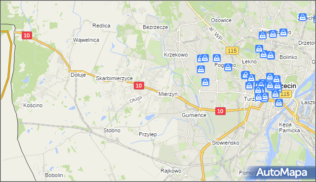 mapa Mierzyn gmina Dobra (Szczecińska), Mierzyn gmina Dobra (Szczecińska) na mapie Targeo