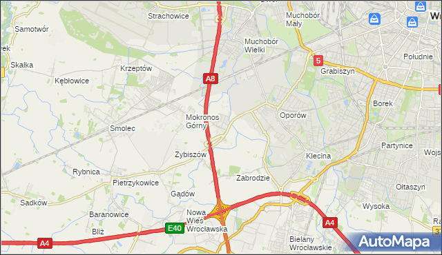 mapa Mokronos Dolny, Mokronos Dolny na mapie Targeo