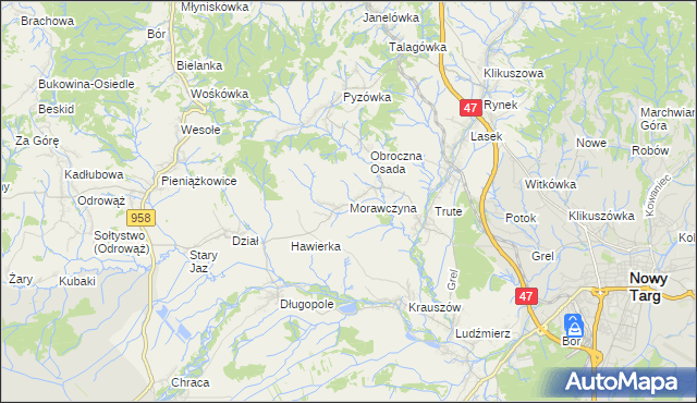 mapa Morawczyna, Morawczyna na mapie Targeo