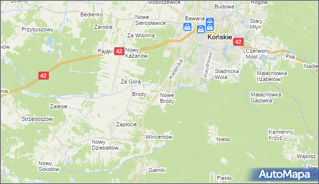 mapa Nowe Brody, Nowe Brody na mapie Targeo