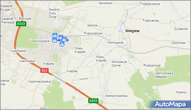 mapa Nowy Krępiec, Nowy Krępiec na mapie Targeo