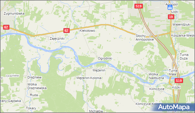 mapa Ogrodniki gmina Siemiatycze, Ogrodniki gmina Siemiatycze na mapie Targeo