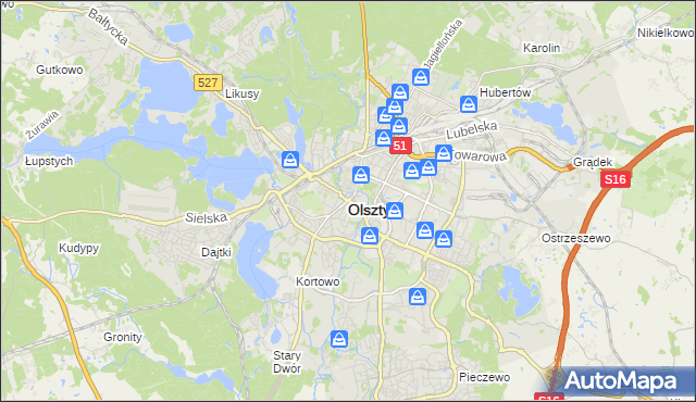 mapa Olsztyna, Olsztyn na mapie Targeo