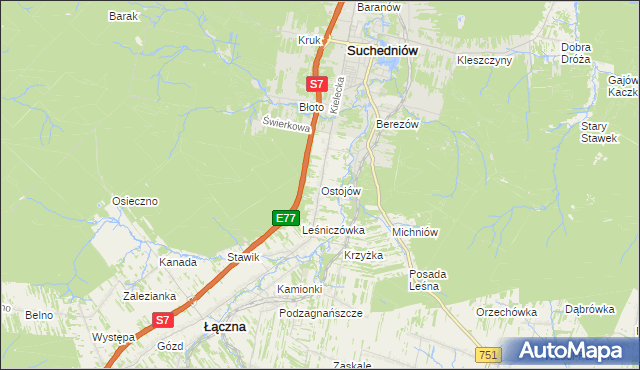 mapa Ostojów, Ostojów na mapie Targeo