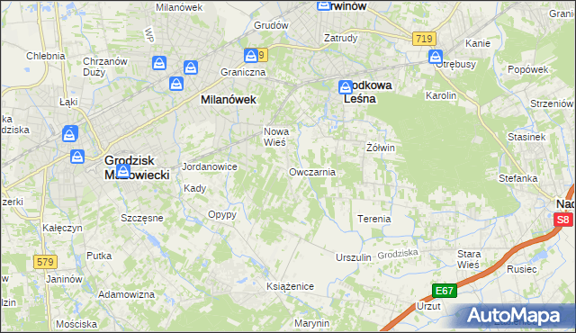 mapa Owczarnia gmina Brwinów, Owczarnia gmina Brwinów na mapie Targeo