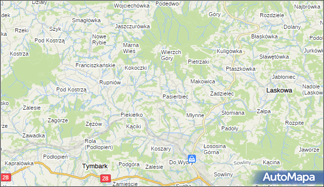 mapa Pasierbiec, Pasierbiec na mapie Targeo