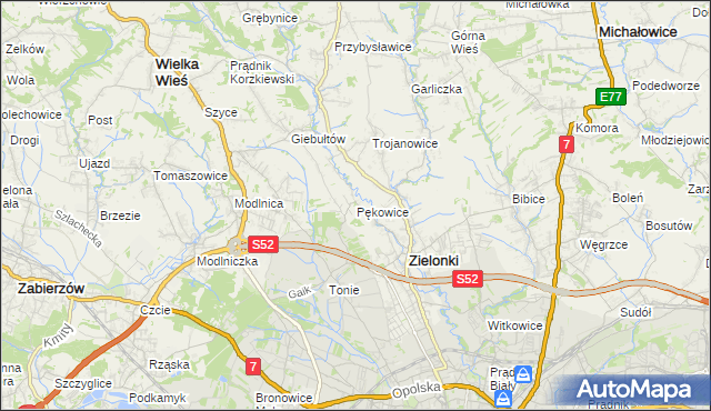 mapa Pękowice, Pękowice na mapie Targeo