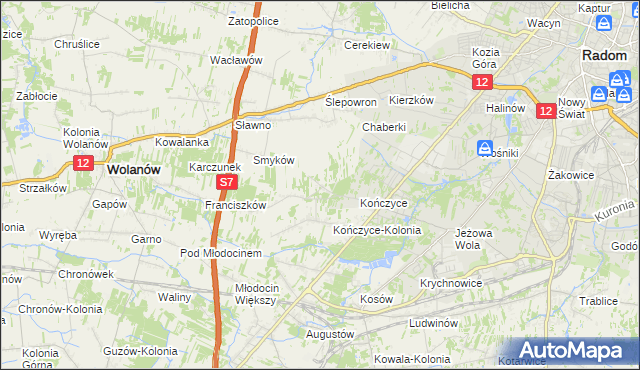 mapa Podkończyce, Podkończyce na mapie Targeo
