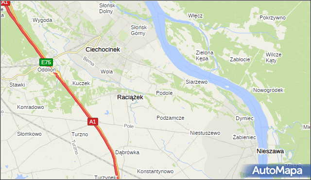 mapa Podole gmina Raciążek, Podole gmina Raciążek na mapie Targeo