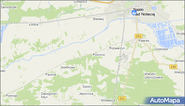mapa Polichno gmina Nakło nad Notecią, Polichno gmina Nakło nad Notecią na mapie Targeo