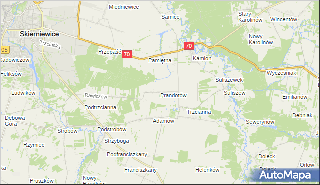 mapa Prandotów, Prandotów na mapie Targeo