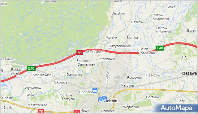 mapa Proszówki, Proszówki na mapie Targeo