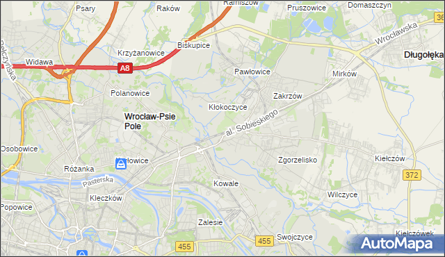mapa Psie Pole gmina Wrocław, Psie Pole gmina Wrocław na mapie Targeo