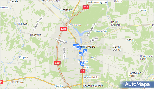 mapa Siemiatycze, Siemiatycze na mapie Targeo