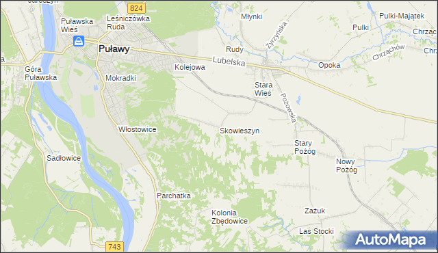 mapa Skowieszyn, Skowieszyn na mapie Targeo