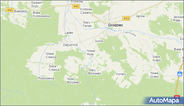 mapa Stara Huta gmina Grodziec, Stara Huta gmina Grodziec na mapie Targeo