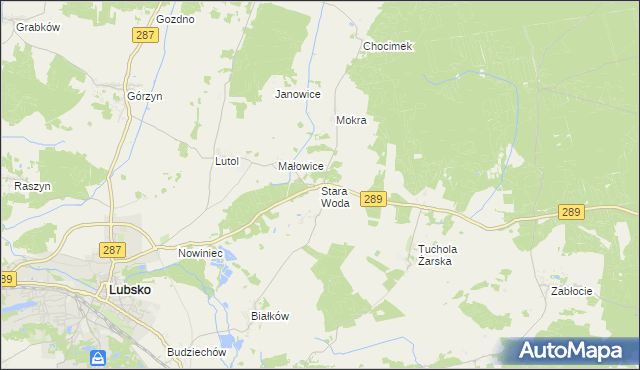 mapa Stara Woda gmina Lubsko, Stara Woda gmina Lubsko na mapie Targeo