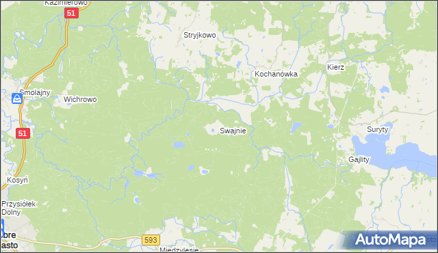 mapa Swajnie, Swajnie na mapie Targeo