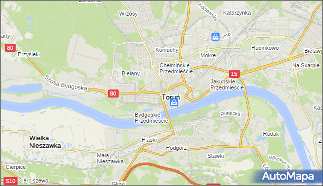 mapa Torunia, Toruń na mapie Targeo