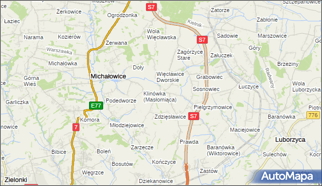 mapa Więcławice Stare, Więcławice Stare na mapie Targeo