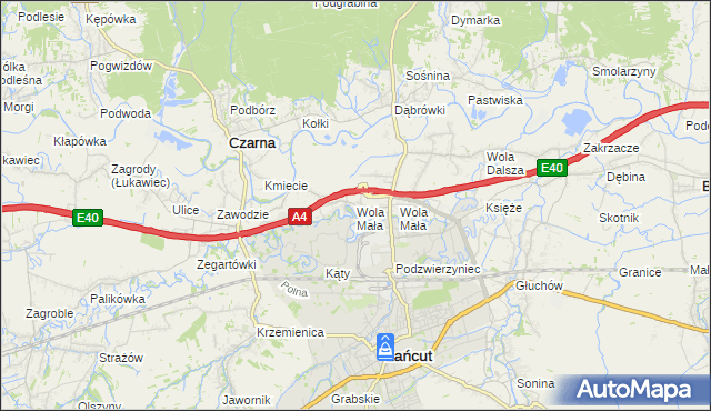 mapa Wola Mała gmina Czarna, Wola Mała gmina Czarna na mapie Targeo