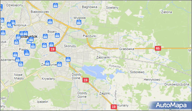 mapa Zaścianki gmina Supraśl, Zaścianki gmina Supraśl na mapie Targeo